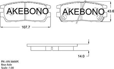 Akebono AN-366WKE - Тормозные колодки, дисковые, комплект autodnr.net