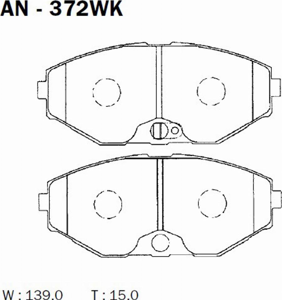 Akebono AN-372WK - Тормозные колодки, дисковые, комплект autodnr.net