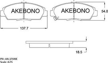 Akebono AN-375WK - Тормозные колодки, дисковые, комплект autodnr.net