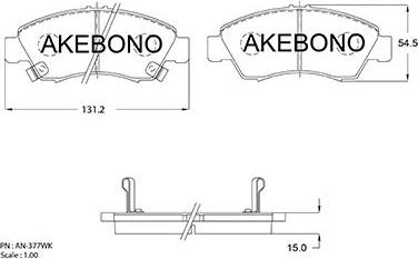 Akebono AN-377WK - Гальмівні колодки, дискові гальма autocars.com.ua