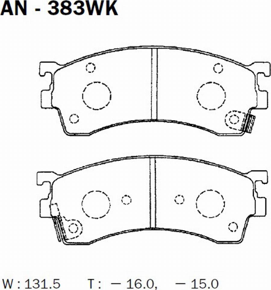 Akebono AN-383WK - Тормозные колодки, дисковые, комплект avtokuzovplus.com.ua