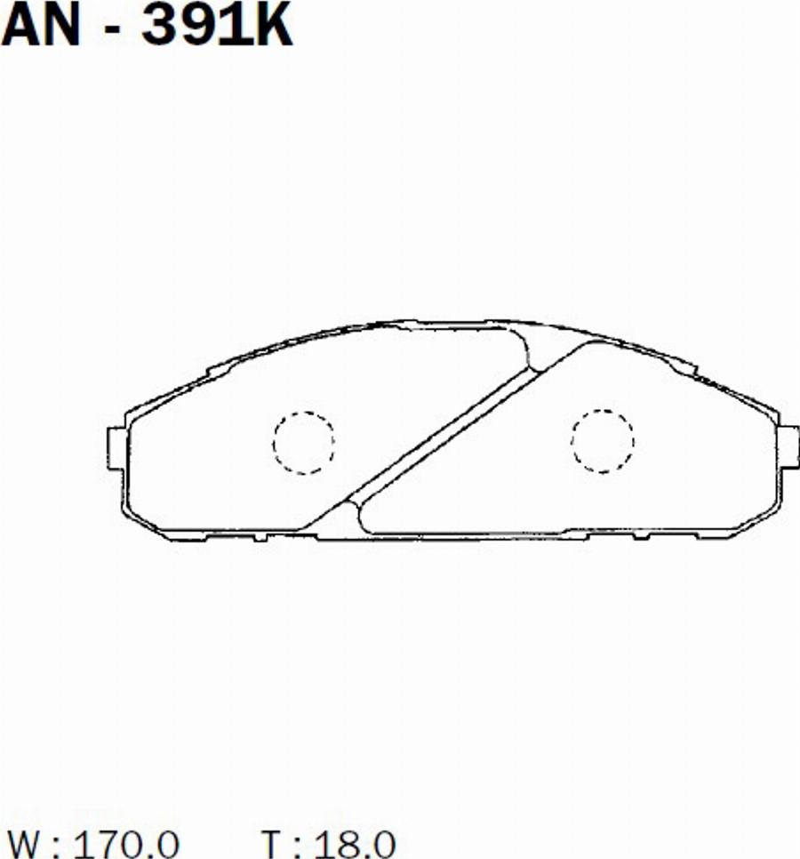 Akebono AN391K - Тормозные колодки, дисковые, комплект autodnr.net