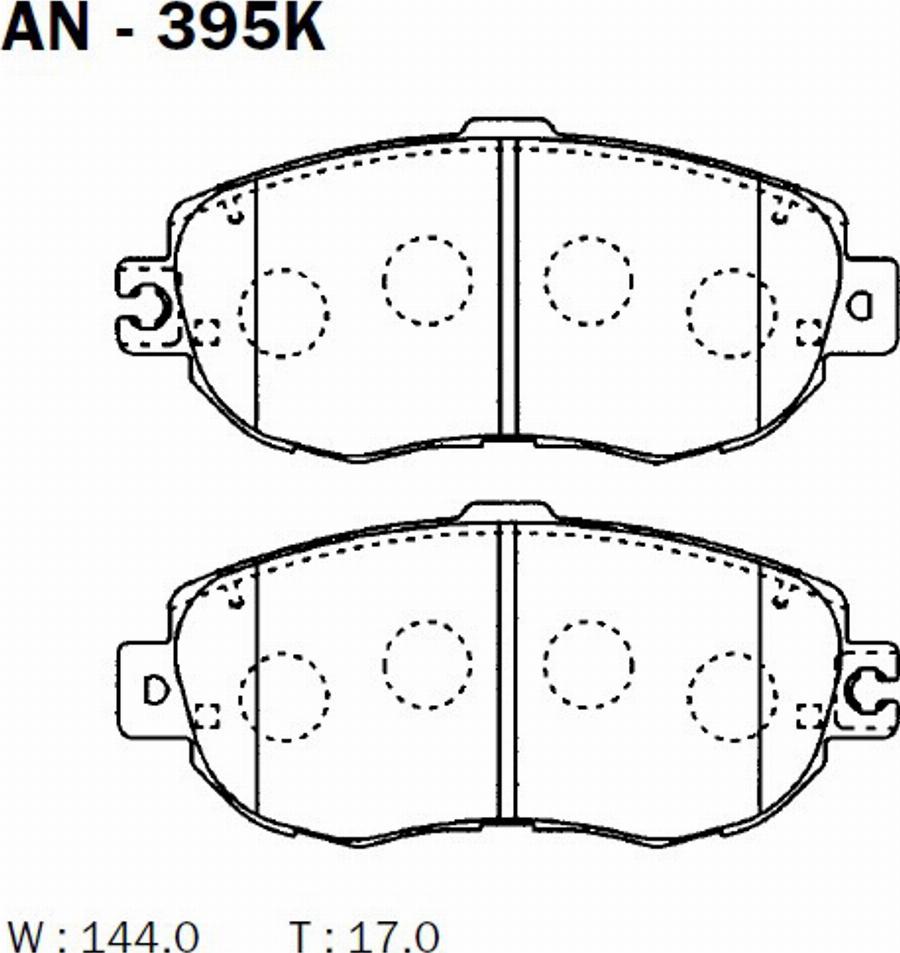 Akebono AN-395K - Тормозные колодки, дисковые, комплект autodnr.net