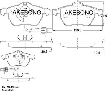Akebono AN-4001WKE - Гальмівні колодки, дискові гальма autocars.com.ua