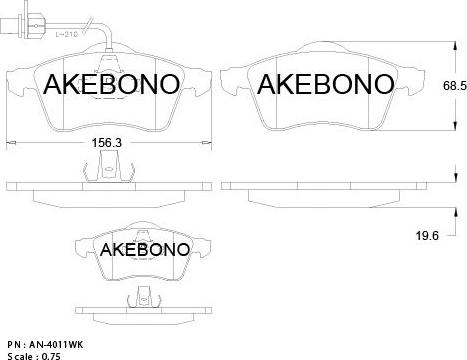 Akebono AN-4011WKE - Гальмівні колодки, дискові гальма autocars.com.ua