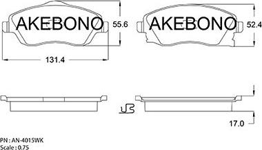 Akebono AN-4015WKE - Гальмівні колодки, дискові гальма autocars.com.ua