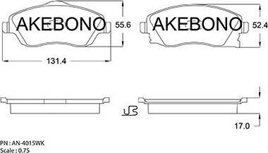 Akebono AN-4015WK - Тормозные колодки, дисковые, комплект autodnr.net