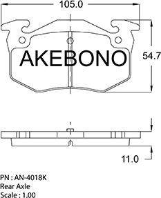 Akebono AN-4018K - Тормозные колодки, дисковые, комплект avtokuzovplus.com.ua