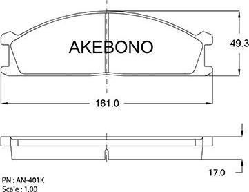 Akebono AN-401KE - Гальмівні колодки, дискові гальма autocars.com.ua