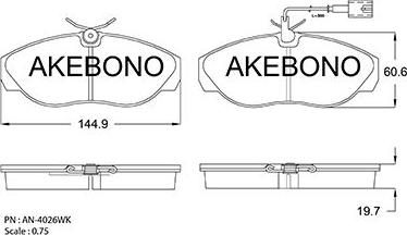 Akebono AN-4026WKE - Гальмівні колодки, дискові гальма autocars.com.ua