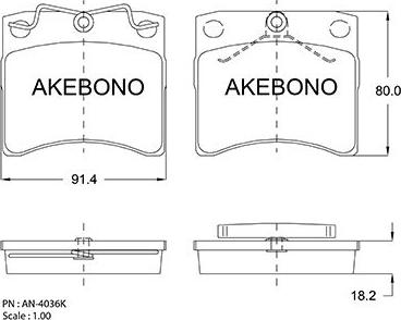 Akebono AN-4036KE - Гальмівні колодки, дискові гальма autocars.com.ua