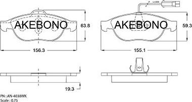 Akebono AN-4038WKE - Гальмівні колодки, дискові гальма autocars.com.ua