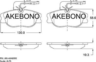 Akebono AN-4048WKE - Тормозные колодки, дисковые, комплект avtokuzovplus.com.ua