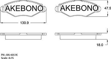 Akebono AN-4051KE - Тормозные колодки, дисковые, комплект avtokuzovplus.com.ua