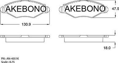 Akebono AN-4051K - Тормозные колодки, дисковые, комплект avtokuzovplus.com.ua