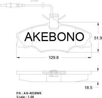 Akebono AN-4058WK - Тормозные колодки, дисковые, комплект avtokuzovplus.com.ua