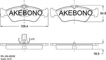 Akebono AN-4059KE - Гальмівні колодки, дискові гальма autocars.com.ua