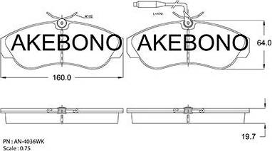 Akebono AN-4063WK - Тормозные колодки, дисковые, комплект autodnr.net