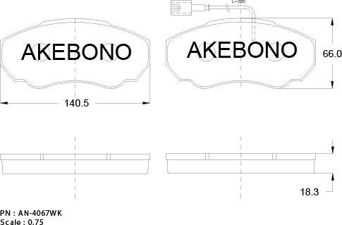 Akebono AN-4067WKE - Гальмівні колодки, дискові гальма autocars.com.ua