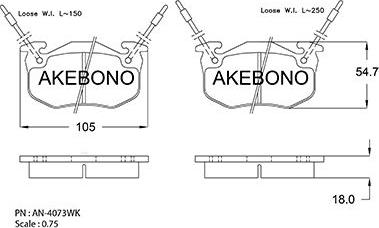 Akebono AN-4073WKE - Тормозные колодки, дисковые, комплект autodnr.net