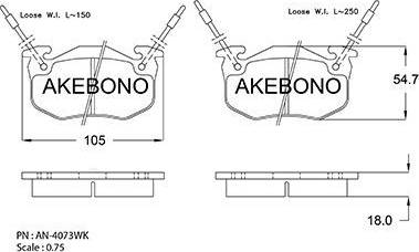 Akebono AN-4073WK - Тормозные колодки, дисковые, комплект autodnr.net