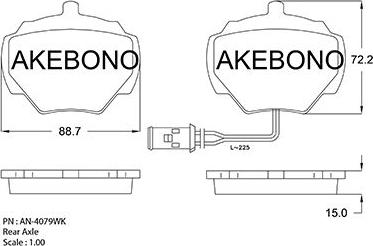 Akebono AN-4079WKE - Гальмівні колодки, дискові гальма autocars.com.ua