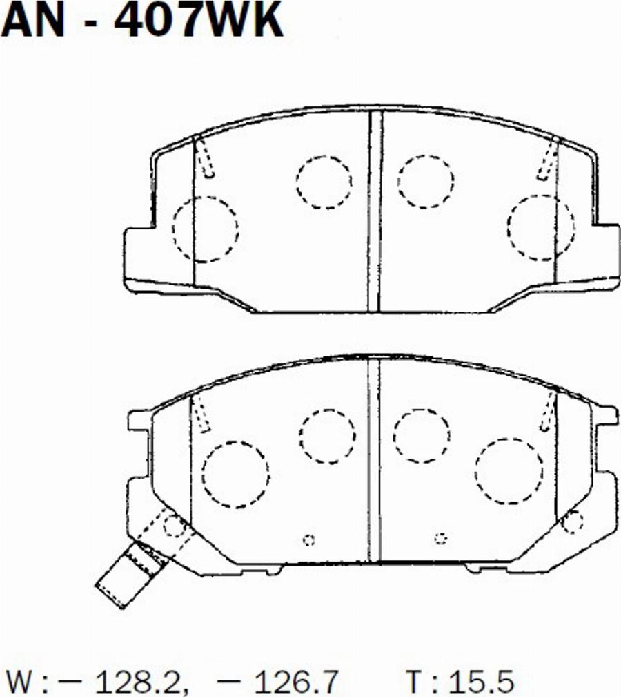 Akebono AN-407WK - Тормозные колодки, дисковые, комплект autodnr.net