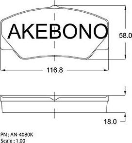 Akebono AN-4080K - Тормозные колодки, дисковые, комплект avtokuzovplus.com.ua