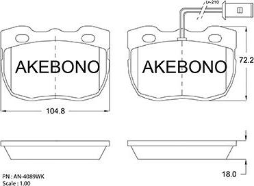 Akebono AN-4089WKE - Тормозные колодки, дисковые, комплект autodnr.net