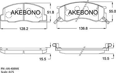 Akebono AN-408WKE - Гальмівні колодки, дискові гальма autocars.com.ua