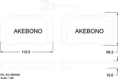 Akebono AN-4094WKE - Тормозные колодки, дисковые, комплект autodnr.net