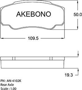 Akebono AN-4102K - Тормозные колодки, дисковые, комплект avtokuzovplus.com.ua