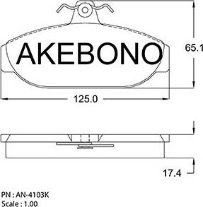 Akebono AN-4103KE - Тормозные колодки, дисковые, комплект autodnr.net