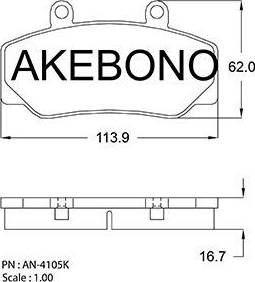 Akebono AN-4105K - Гальмівні колодки, дискові гальма autocars.com.ua