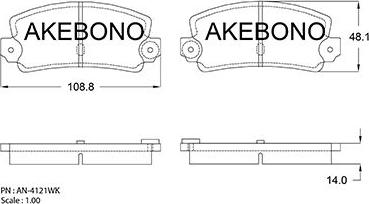 Akebono AN-4121WKE - Гальмівні колодки, дискові гальма autocars.com.ua