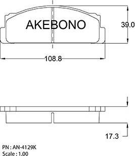 Akebono AN-4129K - Тормозные колодки, дисковые, комплект avtokuzovplus.com.ua