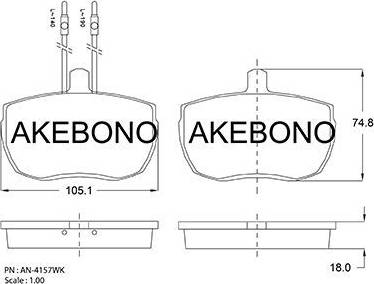 Akebono AN-4157WK - Тормозные колодки, дисковые, комплект autodnr.net