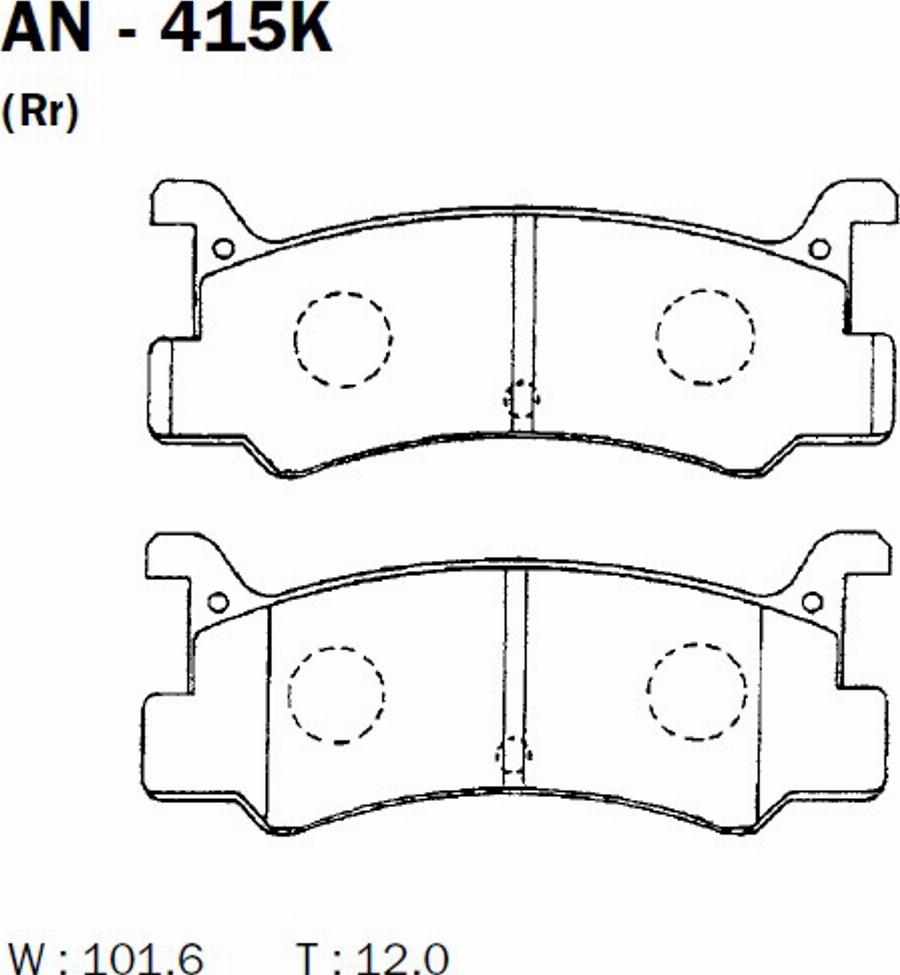 Akebono AN-415K - Тормозные колодки, дисковые, комплект avtokuzovplus.com.ua