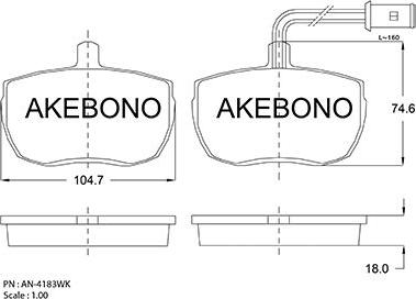 Akebono AN-4183WKE - Тормозные колодки, дисковые, комплект autodnr.net