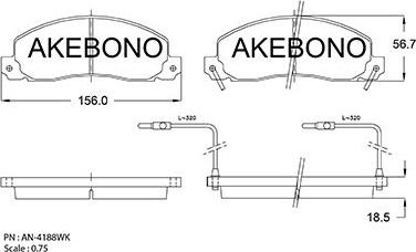 Akebono AN-4188WKE - Гальмівні колодки, дискові гальма autocars.com.ua