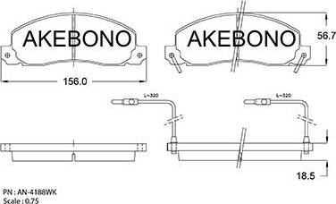 Akebono AN-4188WK - Тормозные колодки, дисковые, комплект autodnr.net