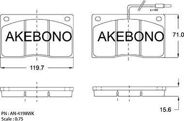 Akebono AN-4198WKE - Гальмівні колодки, дискові гальма autocars.com.ua