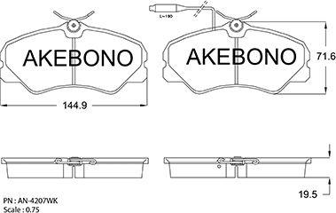 Akebono AN-4207WKE - Тормозные колодки, дисковые, комплект avtokuzovplus.com.ua