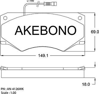 Akebono AN-4216WK - Тормозные колодки, дисковые, комплект avtokuzovplus.com.ua