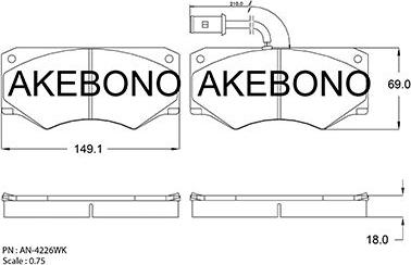Akebono AN-4226WKE - Тормозные колодки, дисковые, комплект autodnr.net