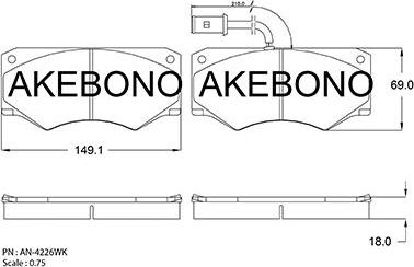 Akebono AN-4226WK - Тормозные колодки, дисковые, комплект avtokuzovplus.com.ua