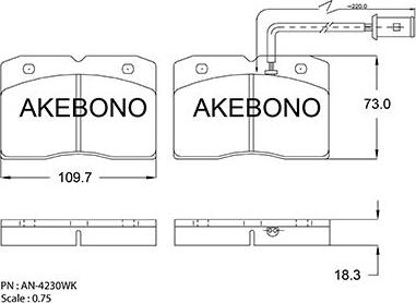 Akebono AN-4230WK - Гальмівні колодки, дискові гальма autocars.com.ua