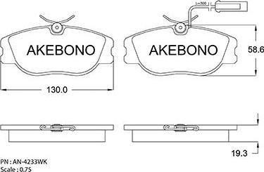 Akebono AN-4233WKE - Тормозные колодки, дисковые, комплект autodnr.net