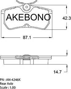 Akebono AN-4246K - Тормозные колодки, дисковые, комплект avtokuzovplus.com.ua