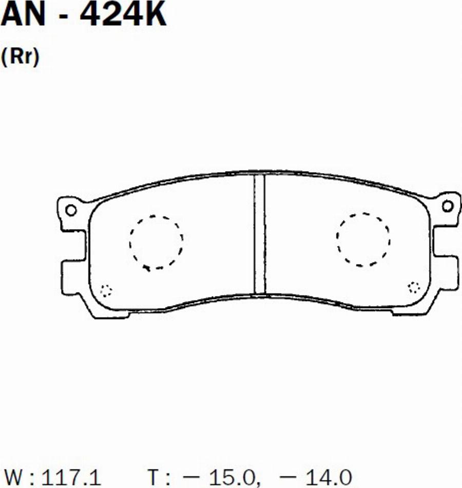 Akebono AN424K - Тормозные колодки, дисковые, комплект avtokuzovplus.com.ua